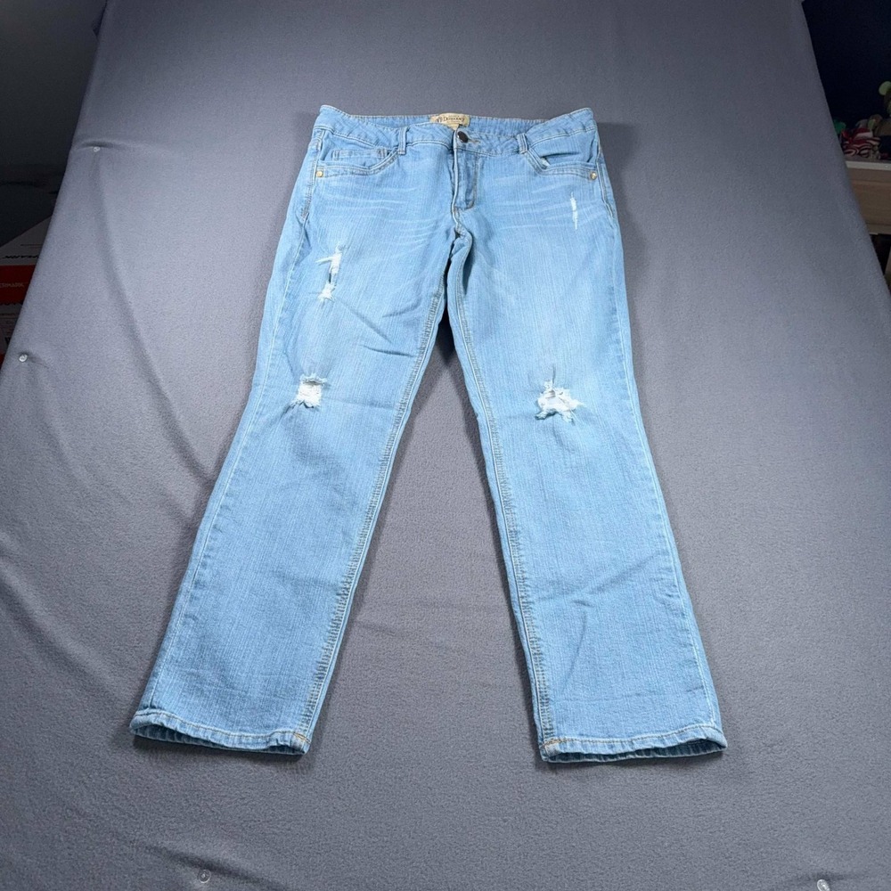 Democracy Equality Skinny Boyfriend Jeans Womens 12 Distressed Light Wash 34x30